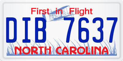 NC license plate DIB7637