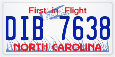 NC license plate DIB7638