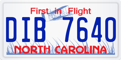 NC license plate DIB7640