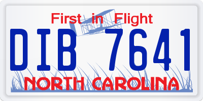 NC license plate DIB7641