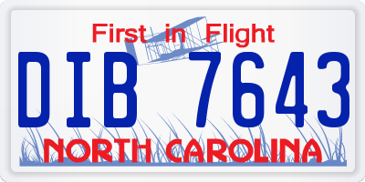 NC license plate DIB7643