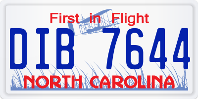NC license plate DIB7644