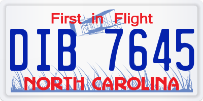 NC license plate DIB7645