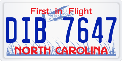 NC license plate DIB7647