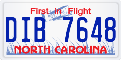 NC license plate DIB7648