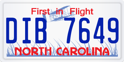 NC license plate DIB7649