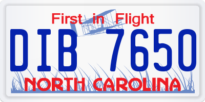 NC license plate DIB7650