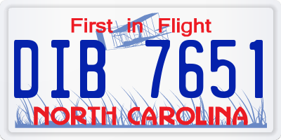 NC license plate DIB7651