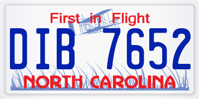 NC license plate DIB7652