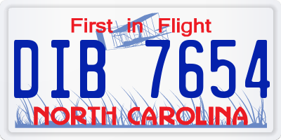 NC license plate DIB7654