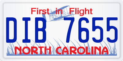NC license plate DIB7655