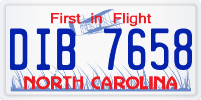 NC license plate DIB7658