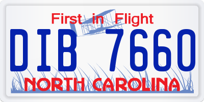 NC license plate DIB7660