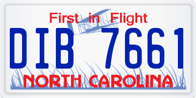 NC license plate DIB7661
