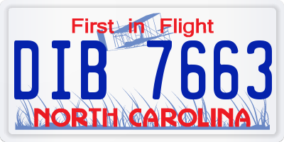 NC license plate DIB7663
