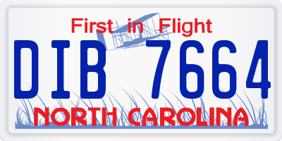 NC license plate DIB7664