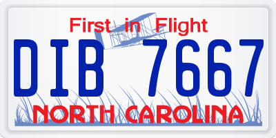 NC license plate DIB7667