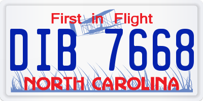 NC license plate DIB7668