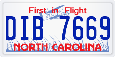 NC license plate DIB7669
