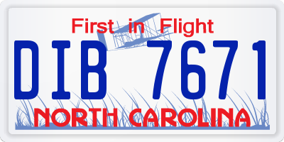 NC license plate DIB7671
