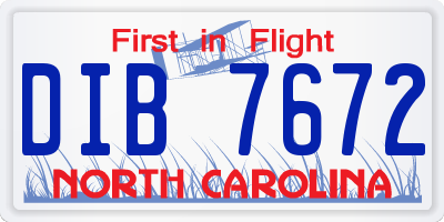NC license plate DIB7672