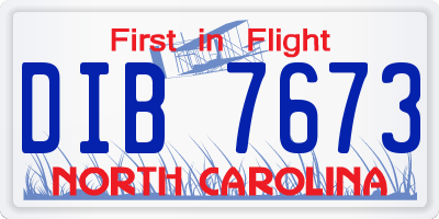NC license plate DIB7673