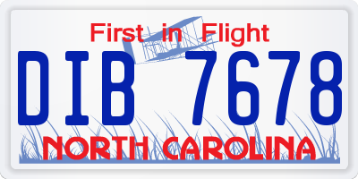 NC license plate DIB7678