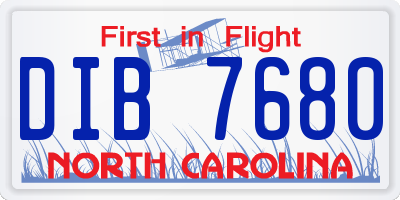 NC license plate DIB7680