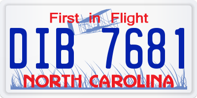 NC license plate DIB7681