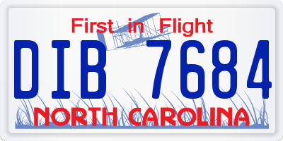 NC license plate DIB7684