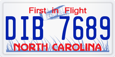 NC license plate DIB7689