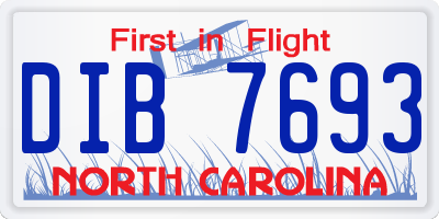 NC license plate DIB7693