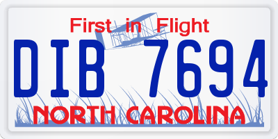 NC license plate DIB7694