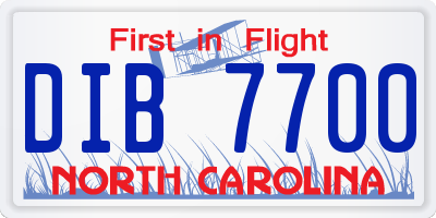 NC license plate DIB7700
