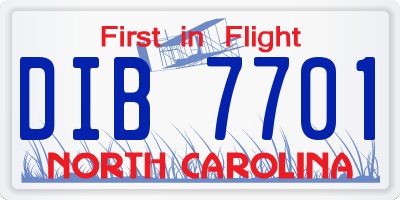 NC license plate DIB7701