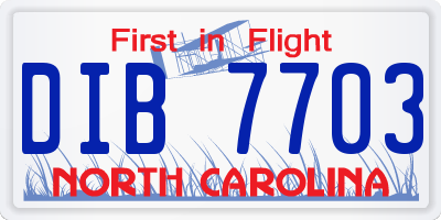 NC license plate DIB7703
