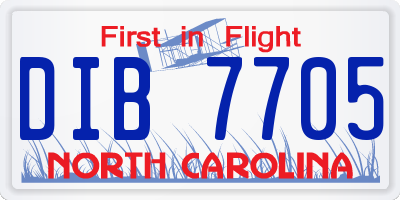 NC license plate DIB7705