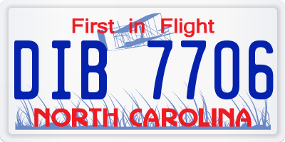 NC license plate DIB7706