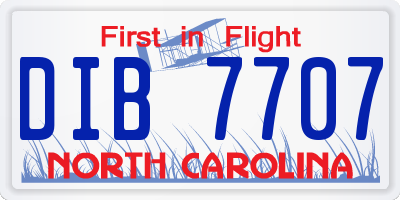 NC license plate DIB7707