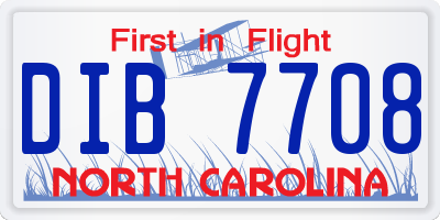 NC license plate DIB7708