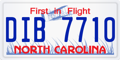 NC license plate DIB7710
