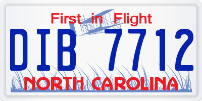 NC license plate DIB7712