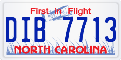 NC license plate DIB7713