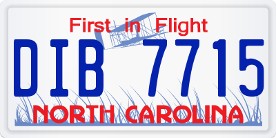 NC license plate DIB7715