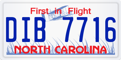 NC license plate DIB7716