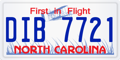 NC license plate DIB7721