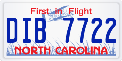 NC license plate DIB7722