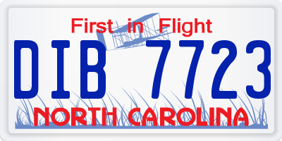 NC license plate DIB7723
