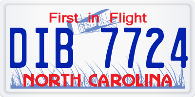 NC license plate DIB7724
