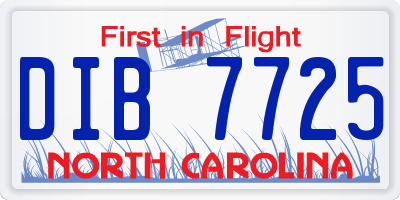 NC license plate DIB7725